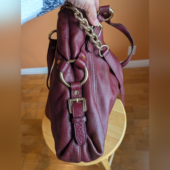 MICHAEL KORS BURGUNDY BAG Shoulder Leather Gold Hardwer - Picture 7 of 14